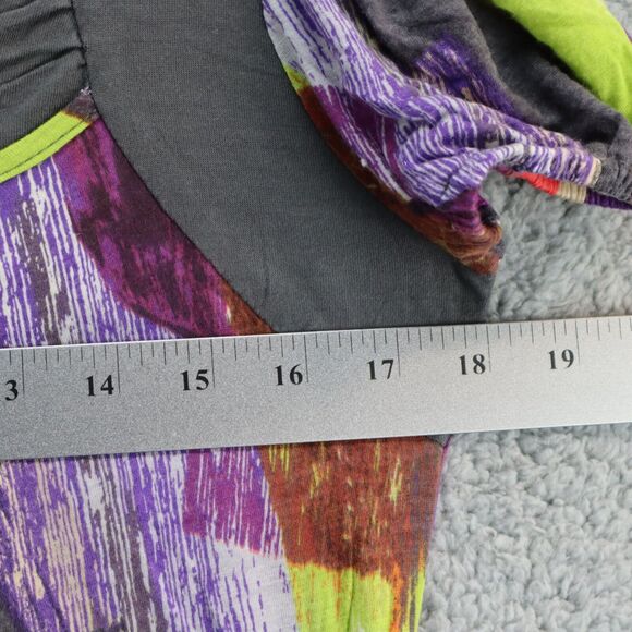 Daytrip Womens Blouse Size Meduim Elastic Hem Colorful Top Keyhole Lightweight - Picture 6 of 7